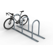 Bicycle rack - row arrangement | lean-on hoop as round hoops  48 mm | hot-dip galvanized | for 3 bicycles